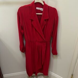 100% silk, red dress Liz Claiborne, classic